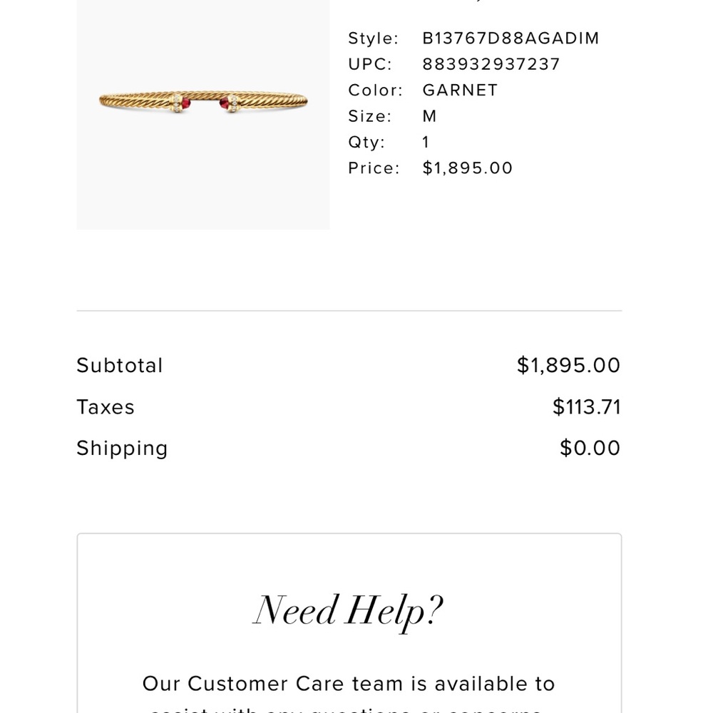 Brand New unworned David Yurman gold and diamond bracelet with garnet accents. - Picture 5 of 5